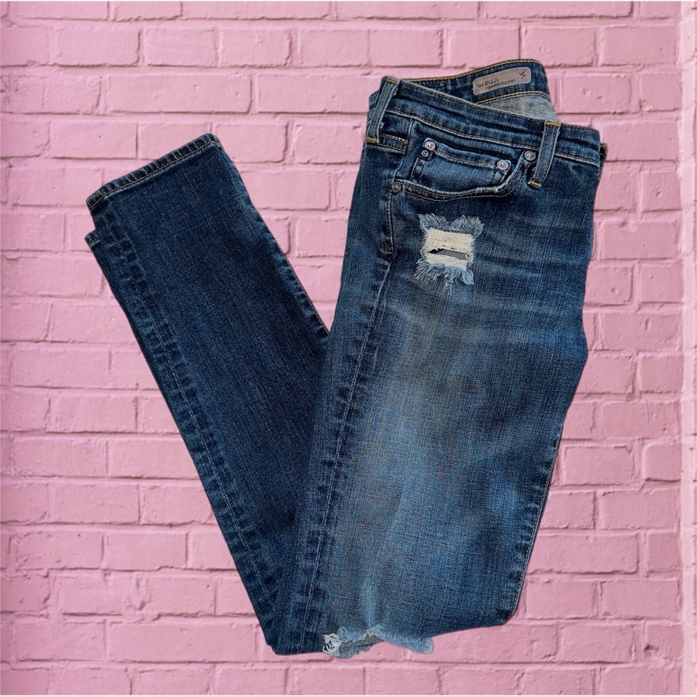 AG Adriano Goldschmied Blue Med Wash Stilt Cigarette Leg Classic Jeans Size 29R